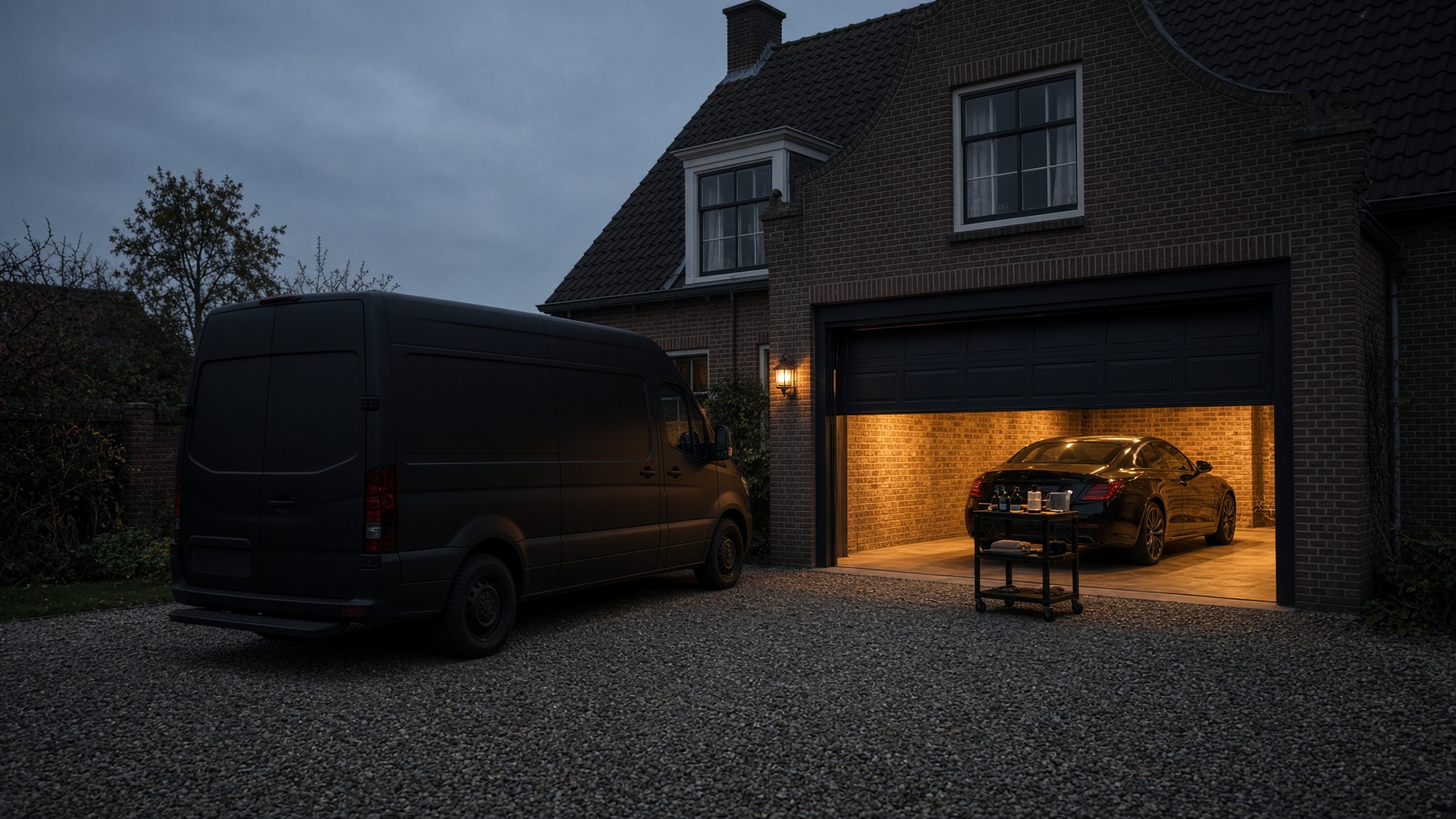 Mobiele auto detailing van Van Kaathoven Detailer bij een woning in Boekel